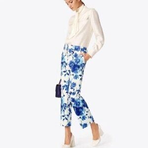 Tory Burch Kara Pant Blue & White Rosemont, Size 6